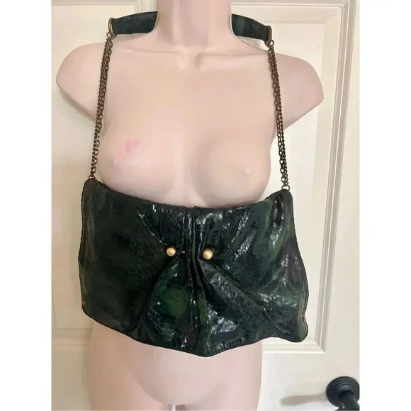 Vintage Deena & Ozzy Snakeskin Print Leather Small Handbag Clutch Wallet - Picture 2 of 11